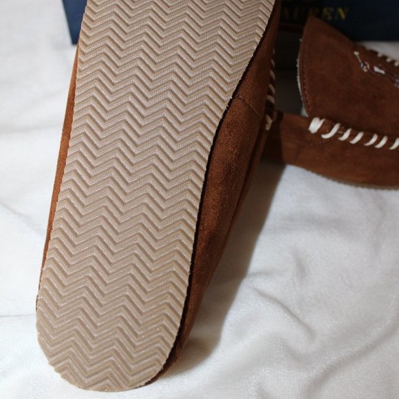 NIB POLO RALPH LAUREN MEN\'S SUEDE PONY‎ EMBROIDERED SLIPPERS